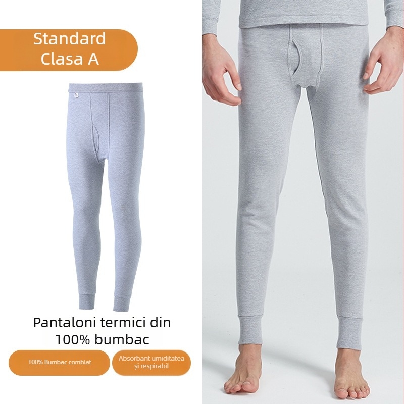Pantaloni bărbați din 100% bumbac, subțiri, lenjerie interioară, talie înaltă, lungime până la gleznă