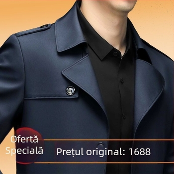 Jachetă de vânt pentru bărbați, cu guler stil sacou, nasturi pe un rând, croială lejeră, material poliester cu căptușeală