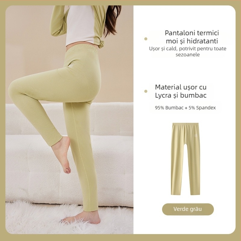 Pantaloni de toamnă din bumbac pentru fete și copii mai mari, talie înaltă extinsă, pentru purtare în interior, păstrează căldura, țesătură 201–250 g/m²