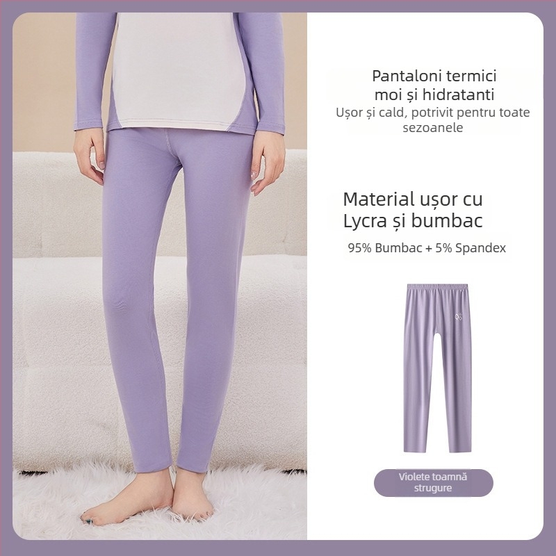 Pantaloni de toamnă din bumbac pentru fete și copii mai mari, talie înaltă extinsă, pentru purtare în interior, păstrează căldura, țesătură 201–250 g/m²