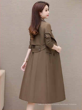Palton trench pentru femei, croială Slim-Fit, poliester (70–80%), model 3D, lungime medie (65–80 cm)