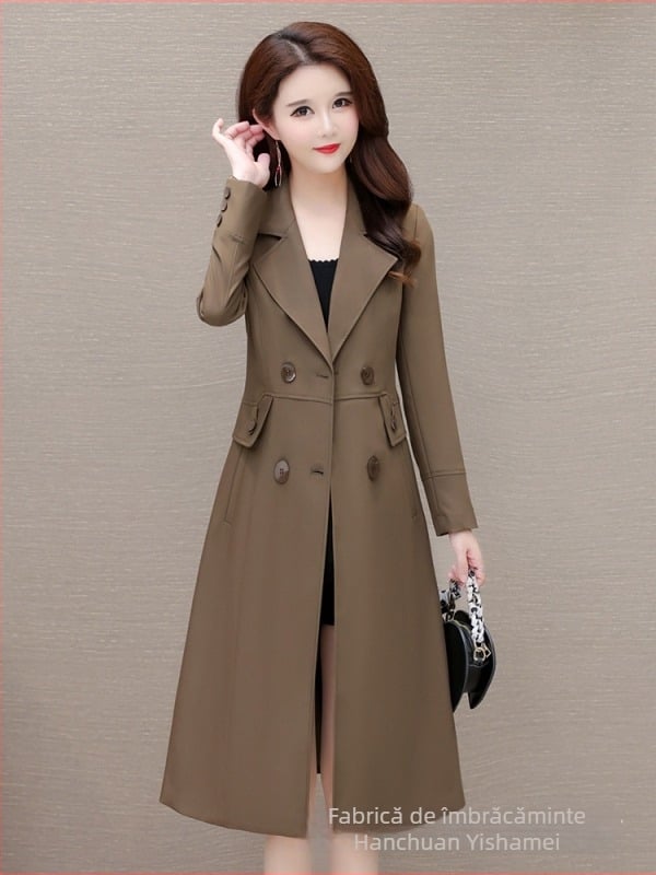 Palton trench pentru femei, croială Slim-Fit, poliester (70–80%), model 3D, lungime medie (65–80 cm)