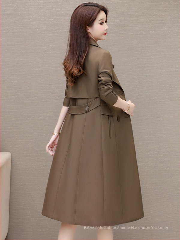 Palton trench pentru femei, croială Slim-Fit, poliester (70–80%), model 3D, lungime medie (65–80 cm)