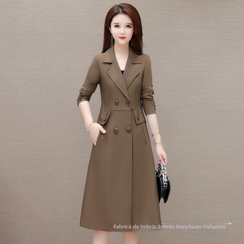 Palton trench pentru femei, croială Slim-Fit, poliester (70–80%), model 3D, lungime medie (65–80 cm)