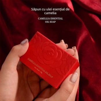 Săpun cu floare de camelia, ambalat în cutie; potrivit pentru cadouri; pentru nunți; posibilitate etichetă privată