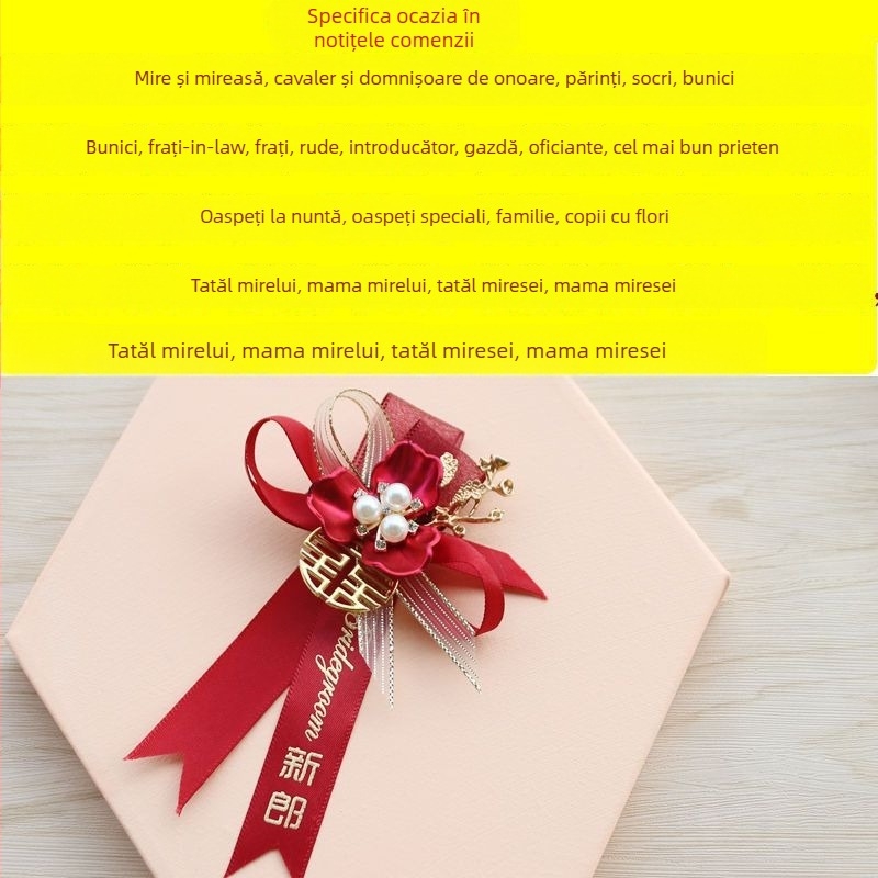 Corsaj de mână cu flori pentru mireasă și domnișoarele de onoare – nepersonalizabil, fără logo, cadou gata, accesorii de nuntă