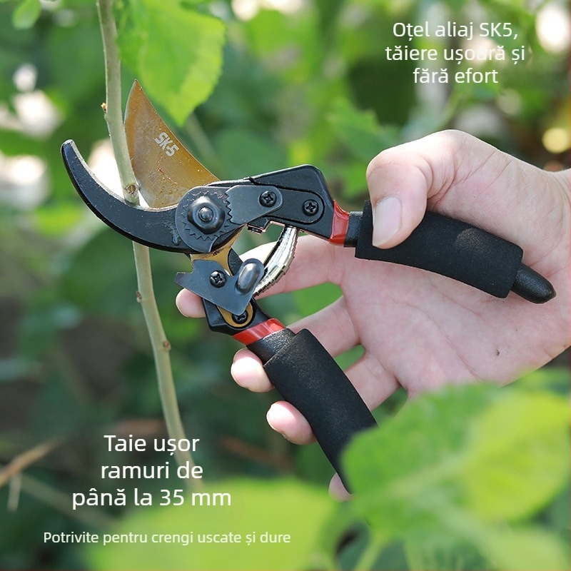 Foarfețe de tăiat crengi, oțel SK5, lamă îngroșată, economie de efort, pentru grădină și agricultură