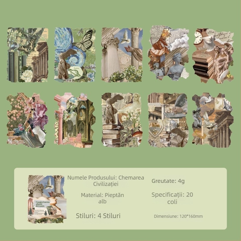 Kit de materiale pentru jurnal Dyeing cu autocolante decorative (Material: Hârtie; Meșteșug: Tipărire; 45 g/pungă)