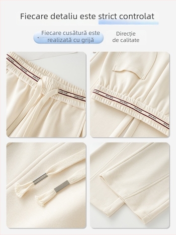 Pantaloni casual femei, primăvară, talie înaltă, croială largă, drapat, talie elastică cu șnur