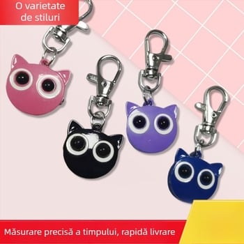 Ceas de buzunar cu pisică desen animat și breloc, mișcare cuarț, cadran rotund, logo personalizabil