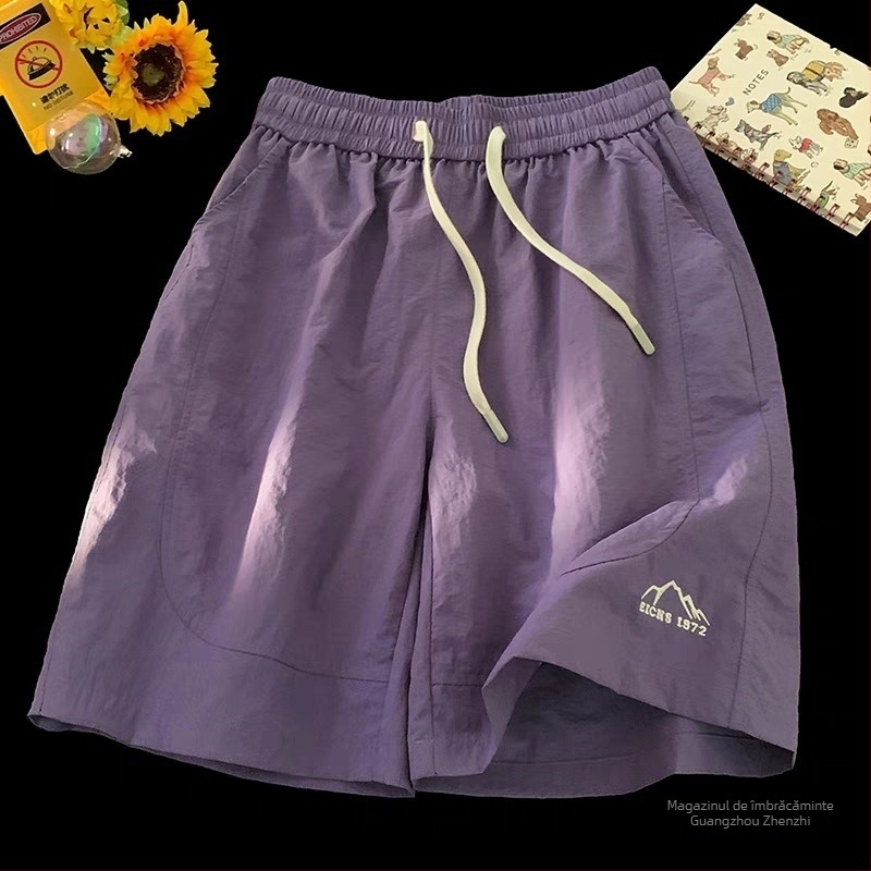 Șorturi de damă cu uscare rapidă, croială lejeră în stil coreean, casual de vară, lungime 5/4; material: poliester; material principal: bumbac; material secundar: altul