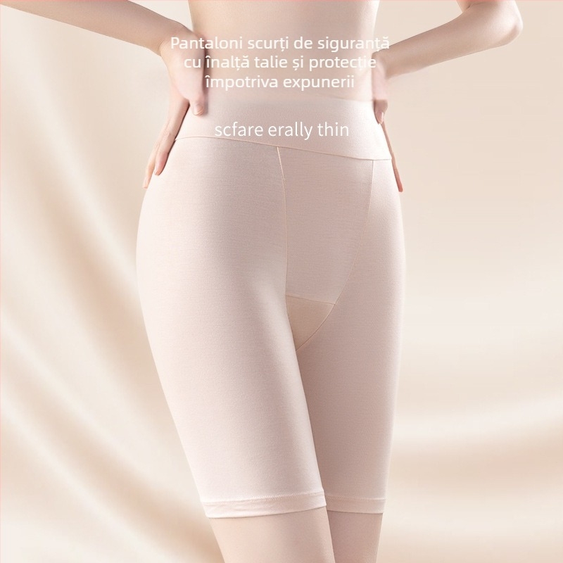 Șorturi de siguranță pentru femei, talie înaltă, 2‑în‑1 lenjerie și șort, material viscoză tricot, căptușeală din bumbac