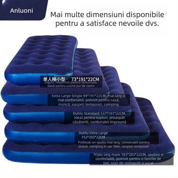 Saltea gonflabilă Aloni, greutate 3 kg, încărcare maximă 300 kg, suprafață velur