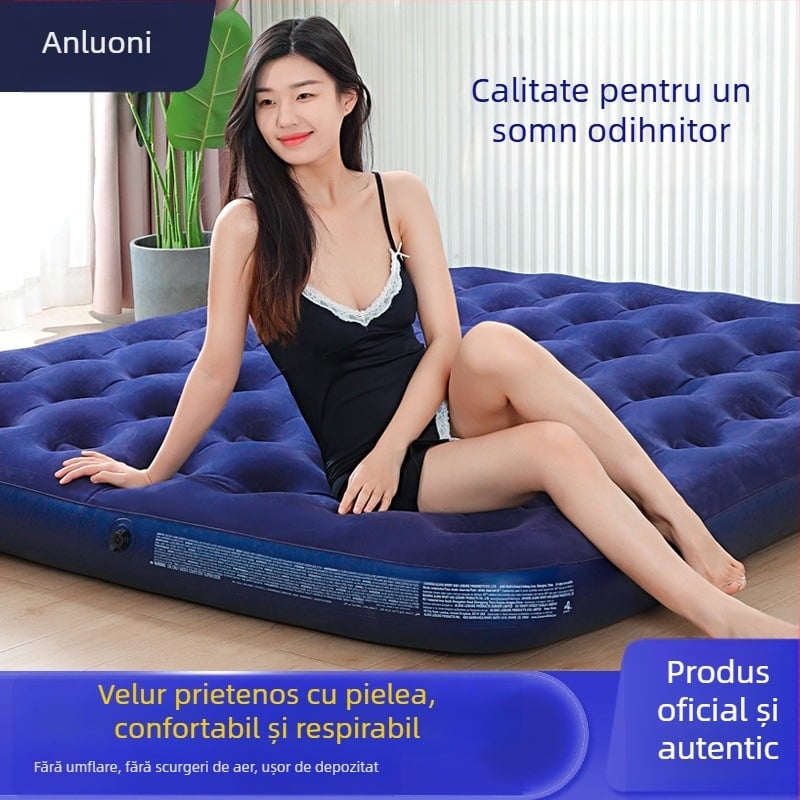 Saltea gonflabilă Aloni, greutate 3 kg, încărcare maximă 300 kg, suprafață velur