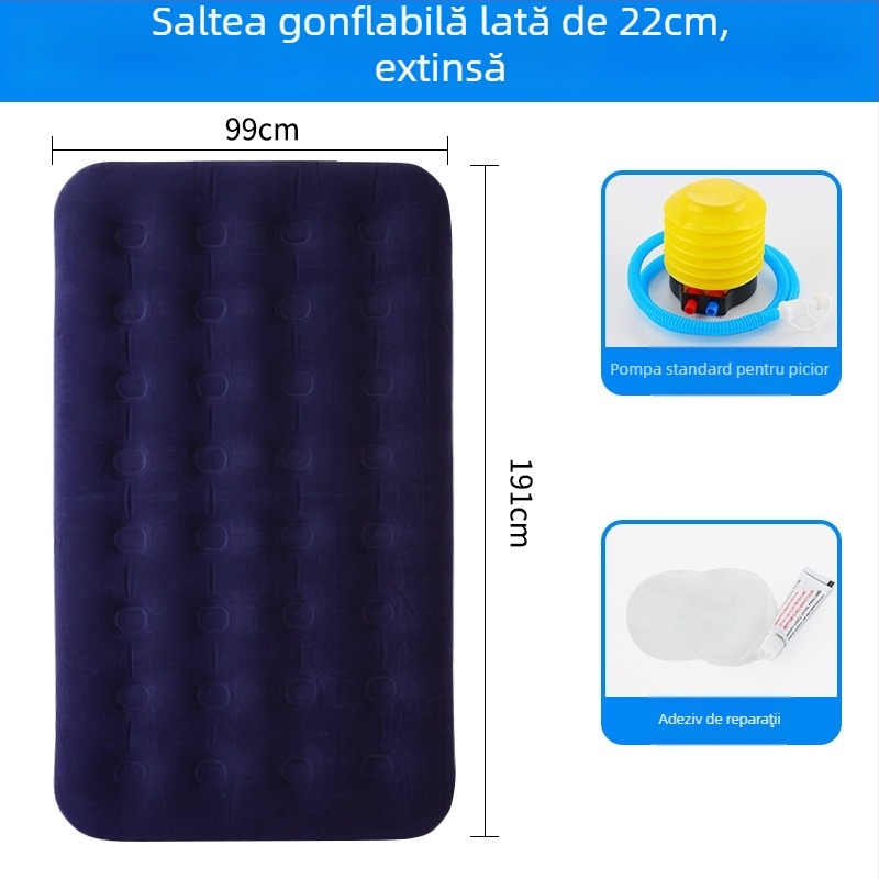 Saltea gonflabilă Aloni, greutate 3 kg, încărcare maximă 300 kg, suprafață velur