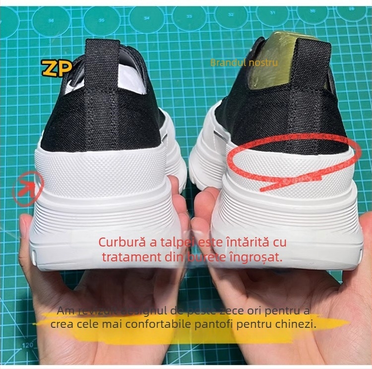 Pantofi sport din pânză pentru bărbați, talpă groasă, înălțime mică, model animal, șnururi — DICECK/Ditser, stil casual