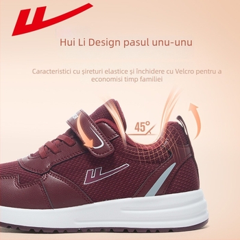 Pantofi de mers unisex, partea superioară din piele sintetică și țesătură, vârf rotund, toamnă, Warrior Hui Li