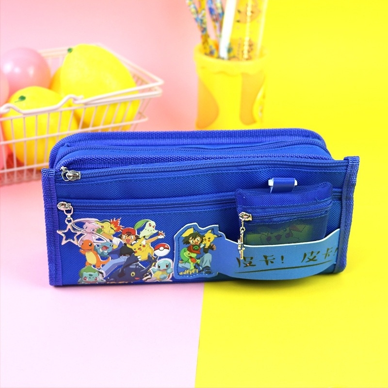 Penar Pikachu cu capacitate mare – trusă pentru rechizite, din pânză, brand Anime, stil coreean