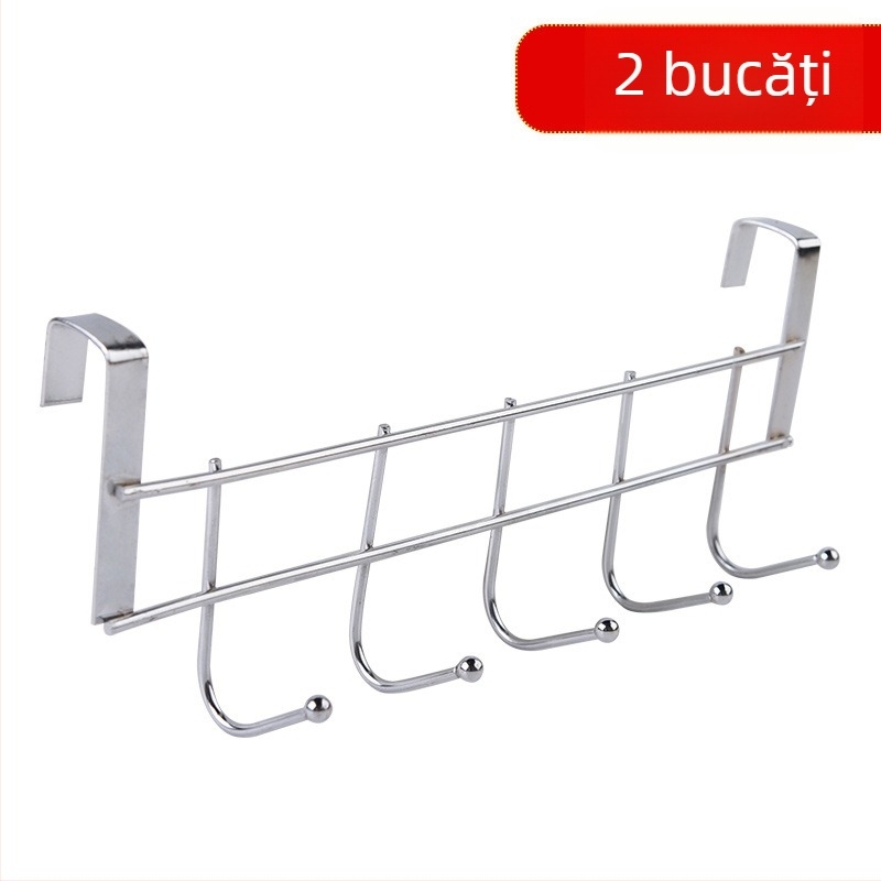 Set de 5 cârlige pentru ușa dulapului, din oțel inoxidabil, autoadezive, prindere cu cataramă, 3 kg capacitate