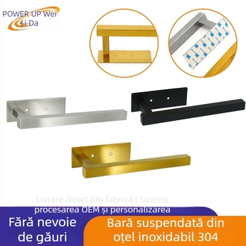 Suport de perete pentru hârtie igienică și prosoape, din oțel inoxidabil 304, autoadeziv, montaj fără găuri, cu cârlig, 1 nivel, baie