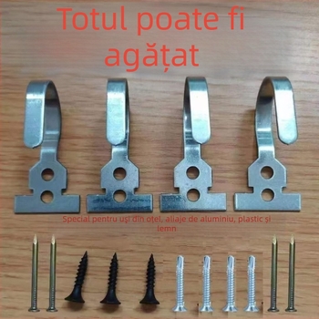 Cârlige din oțel zincat îngroșate pentru perdele de ușă; potrivite pentru uși cu cadru din lemn și ferestre din aliaj de aluminiu; cârlige de perete robuste pentru haine și genți