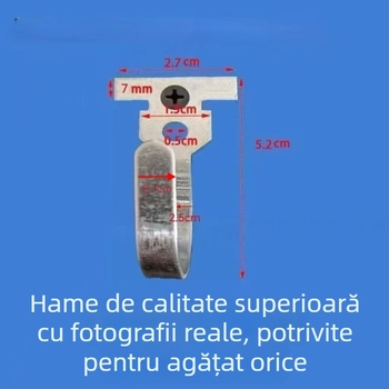 Cârlige din oțel zincat îngroșate pentru perdele de ușă; potrivite pentru uși cu cadru din lemn și ferestre din aliaj de aluminiu; cârlige de perete robuste pentru haine și genți