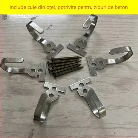 Cârlige din oțel zincat îngroșate pentru perdele de ușă; potrivite pentru uși cu cadru din lemn și ferestre din aliaj de aluminiu; cârlige de perete robuste pentru haine și genți