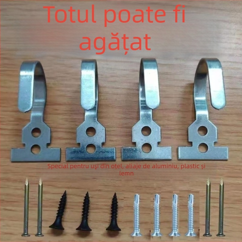 Cârlige din oțel zincat îngroșate pentru perdele de ușă; potrivite pentru uși cu cadru din lemn și ferestre din aliaj de aluminiu; cârlige de perete robuste pentru haine și genți