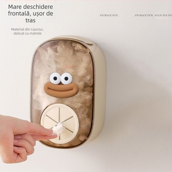 Cutie de depozitare din plastic, montată pe perete, pentru folie de bucătărie — fără găuri, model desen animat