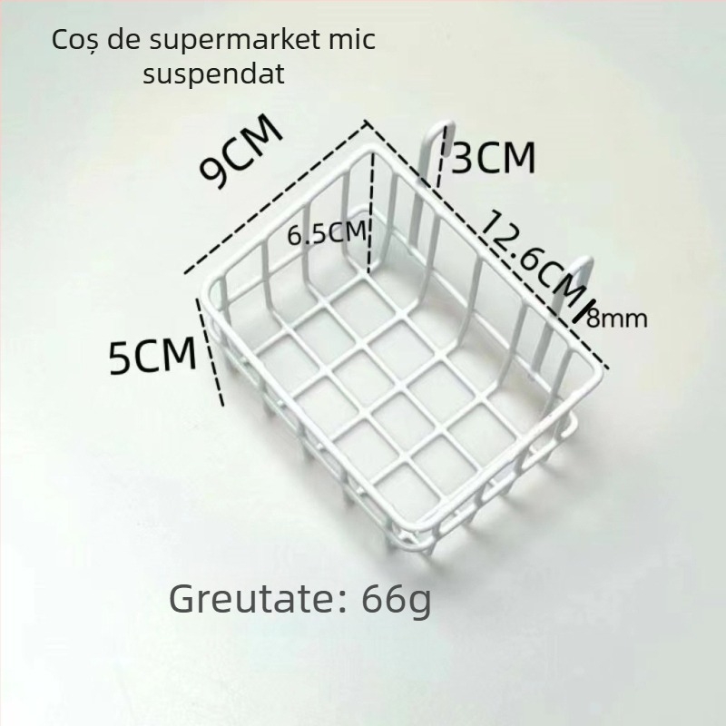 Coș suspendat din fier forjat cu plasă pentru rafturi și depozitare