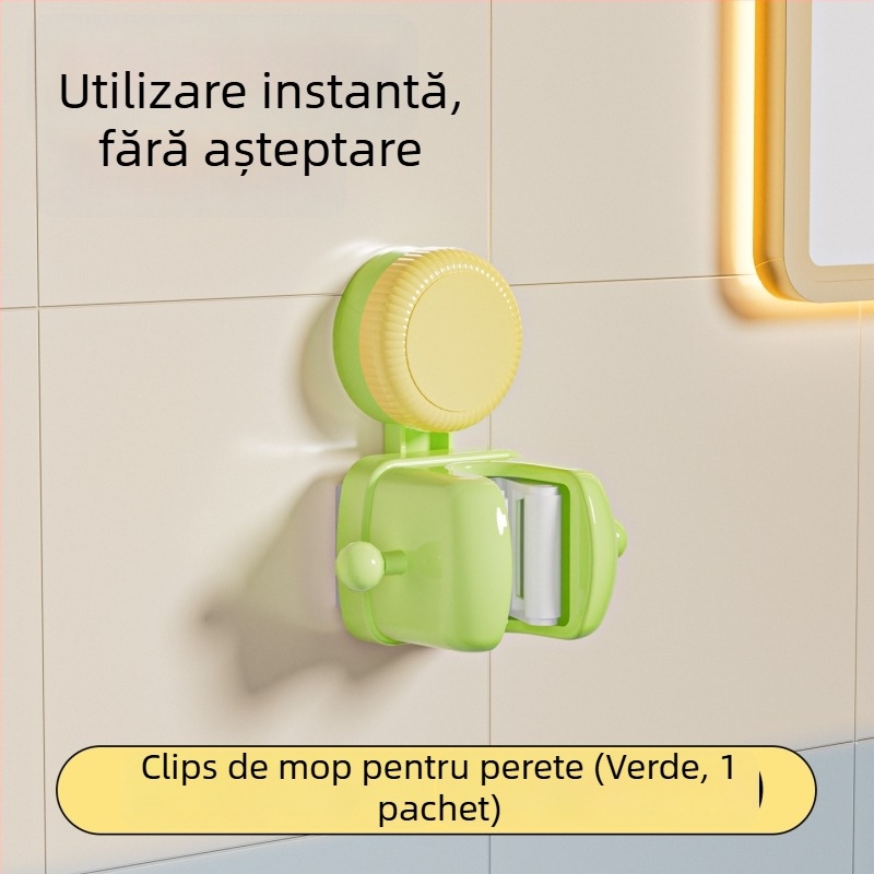 Suport mop cu ventuză, montaj pe perete fără găuri, din plastic, 105 g, design modern minimalist