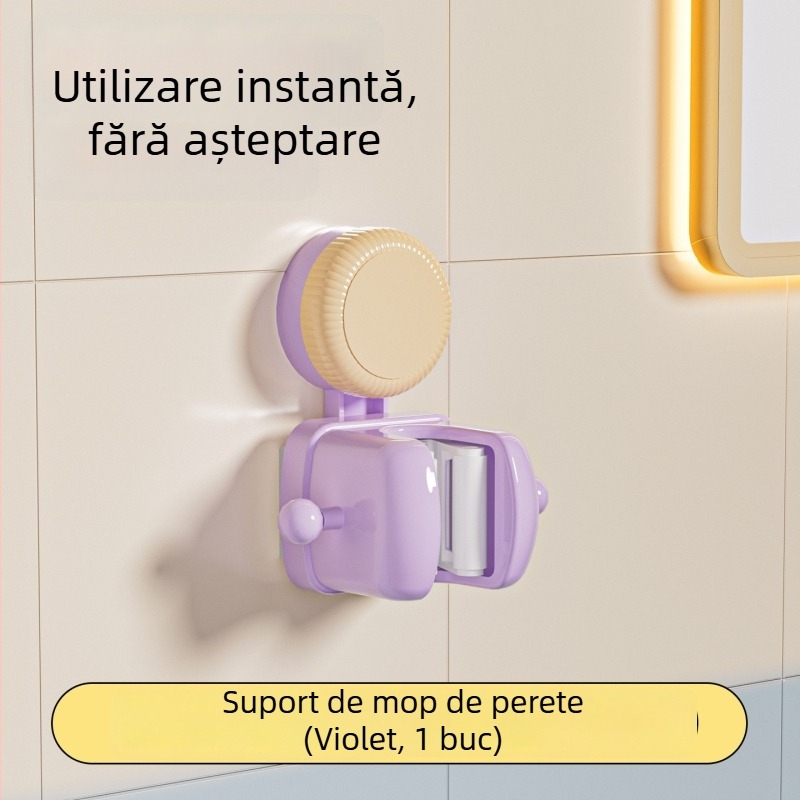 Suport mop cu ventuză, montaj pe perete fără găuri, din plastic, 105 g, design modern minimalist