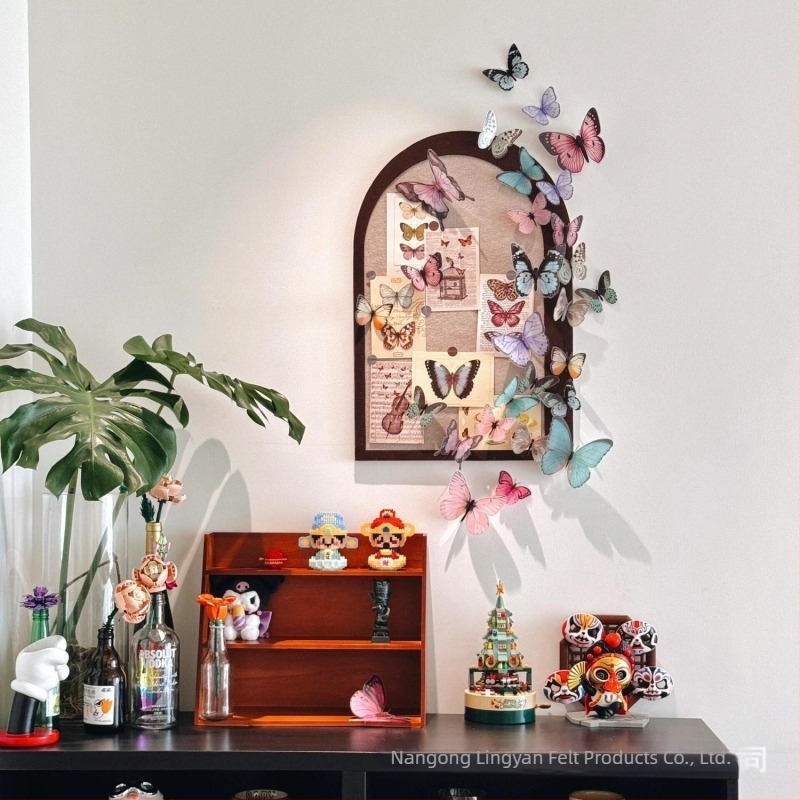 Panou decorativ din fetru cu panou de plută – 1 bucată, fundal pentru fotografii pe perete și afișare, montaj fără găuri, nu deteriorează peretele; modele: uni, geometric, abstract; potrivit pentru living, dormitor, birou.