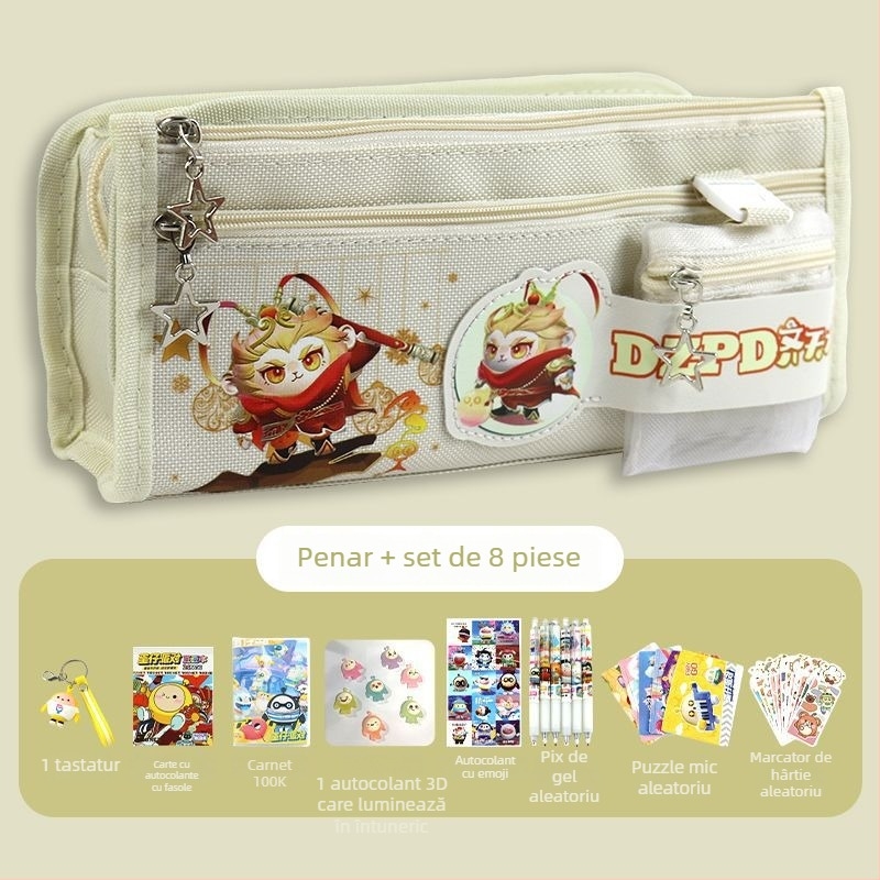Penar pentru creioane Monkey King, din pânză, pentru fete, stil copilăresc