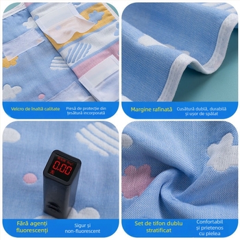 Pătură pentru burtă a bebelușului – 100% bumbac, subțire pentru primăvară-vară, protecție împotriva frigului și împiedicarea mișcărilor bruște în timpul somnului