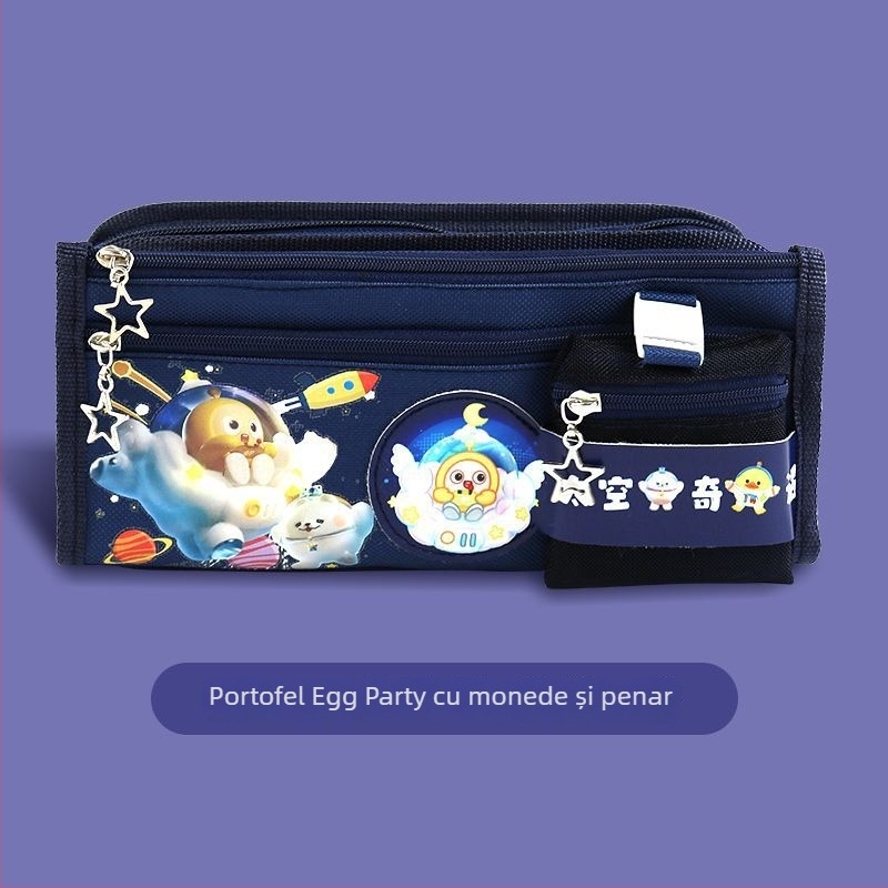 Penar pentru creioane Monkey King, din pânză – Capacitate mare, pentru elevi din ciclul primar și gimnazial