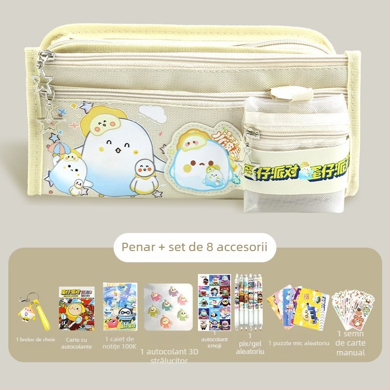 Penar pentru creioane Monkey King, din pânză – Capacitate mare, pentru elevi din ciclul primar și gimnazial