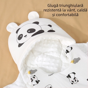 Sac de dormit pentru nou-născuți cu quilt anti-kick integrat, 95% bumbac, 0,55–1,0 kg, design desene animate