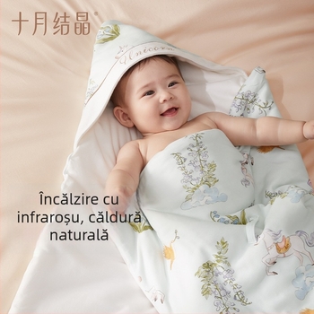 Pătură pentru înfășat bebeluș, material și umplutură din bumbac 100%, pentru toate sezoanele, model animal/formă, Siguranță Clasa A