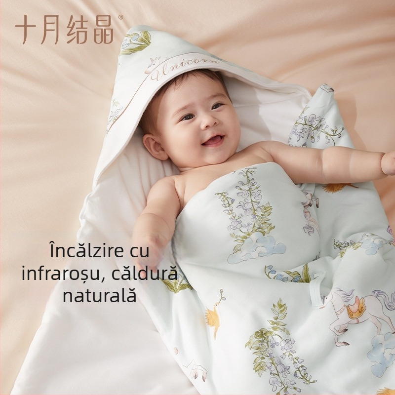 Pătură pentru înfășat bebeluș, material și umplutură din bumbac 100%, pentru toate sezoanele, model animal/formă, Siguranță Clasa A