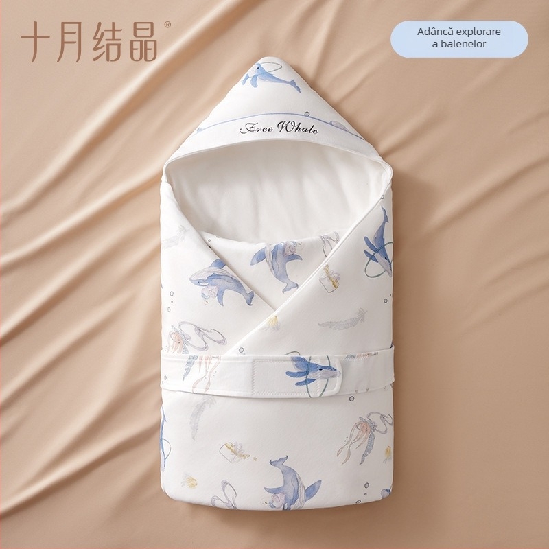 Pătură pentru înfășat bebeluș, material și umplutură din bumbac 100%, pentru toate sezoanele, model animal/formă, Siguranță Clasa A