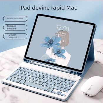 Husă iPad cu tastatură Bluetooth integrată și protecție, închidere magnetică și buzunar pentru stylus; compatibilă cu iPad Mini 6, iPad Air 4/5 și iPad Pro 11