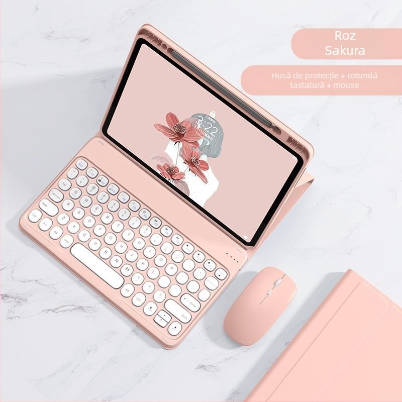 Husă iPad cu tastatură Bluetooth integrată și protecție, închidere magnetică și buzunar pentru stylus; compatibilă cu iPad Mini 6, iPad Air 4/5 și iPad Pro 11