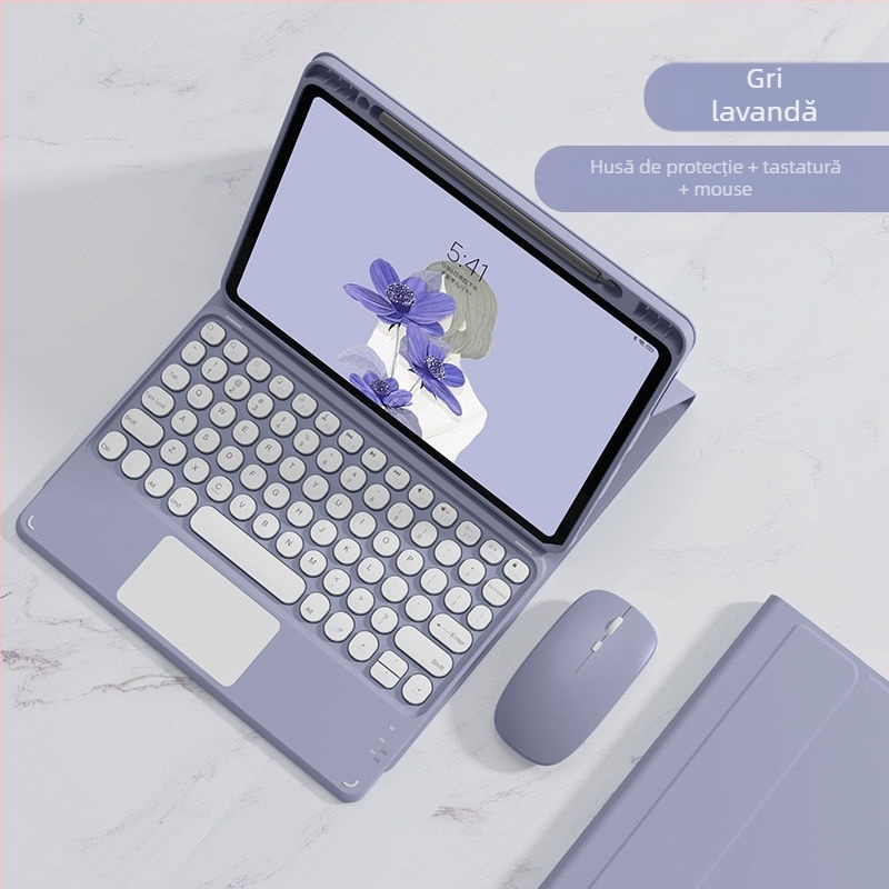 Husă iPad cu tastatură Bluetooth integrată și protecție, închidere magnetică și buzunar pentru stylus; compatibilă cu iPad Mini 6, iPad Air 4/5 și iPad Pro 11