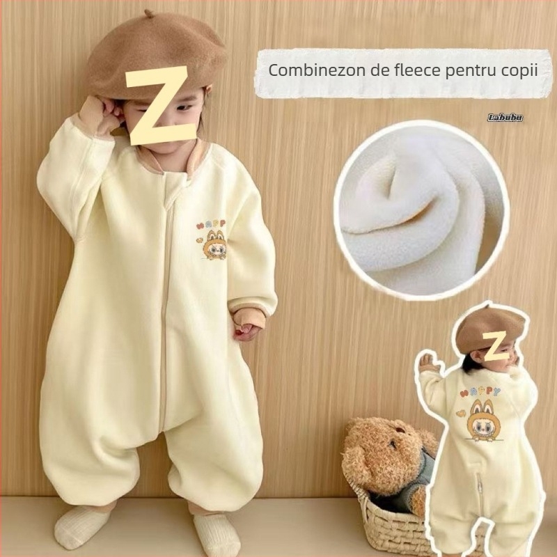 Sac de dormit pentru copii cu fermoar, cald și căptușit, material exterior din bumbac 100%, umplutură cașmir, stil desen animat, îmbrăcăminte de casă toamnă-iarnă