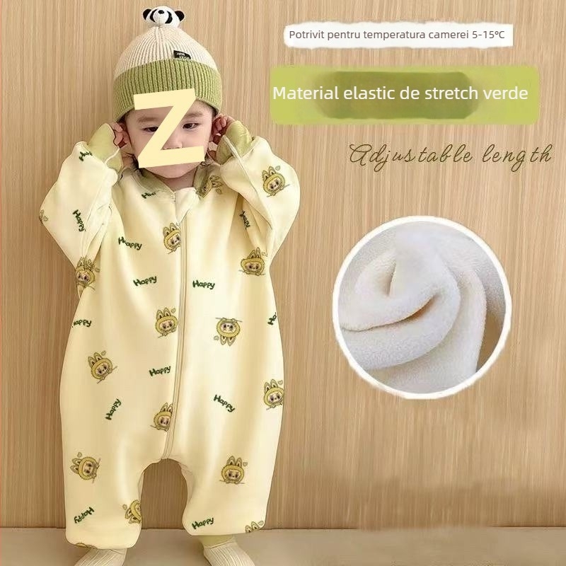 Sac de dormit pentru copii cu fermoar, cald și căptușit, material exterior din bumbac 100%, umplutură cașmir, stil desen animat, îmbrăcăminte de casă toamnă-iarnă