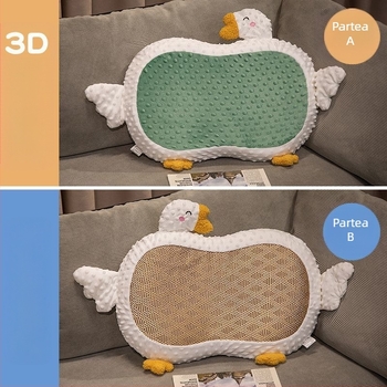 Perne de memory foam, în formă de os, susținere pentru gât, profil redus sub 5 cm, utilizare duală pentru somn sau șezut