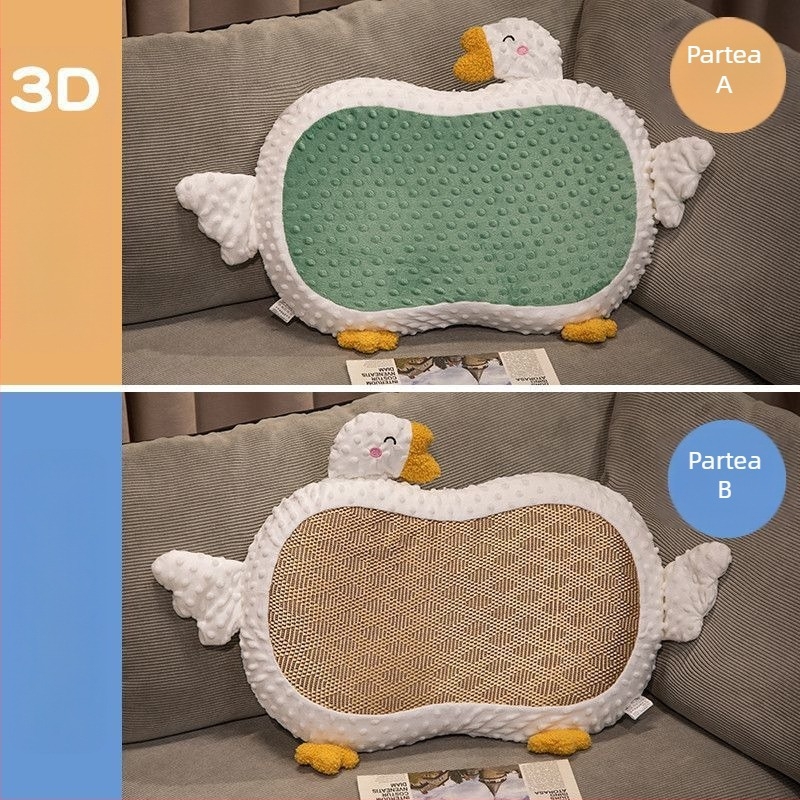 Perne de memory foam, în formă de os, susținere pentru gât, profil redus sub 5 cm, utilizare duală pentru somn sau șezut