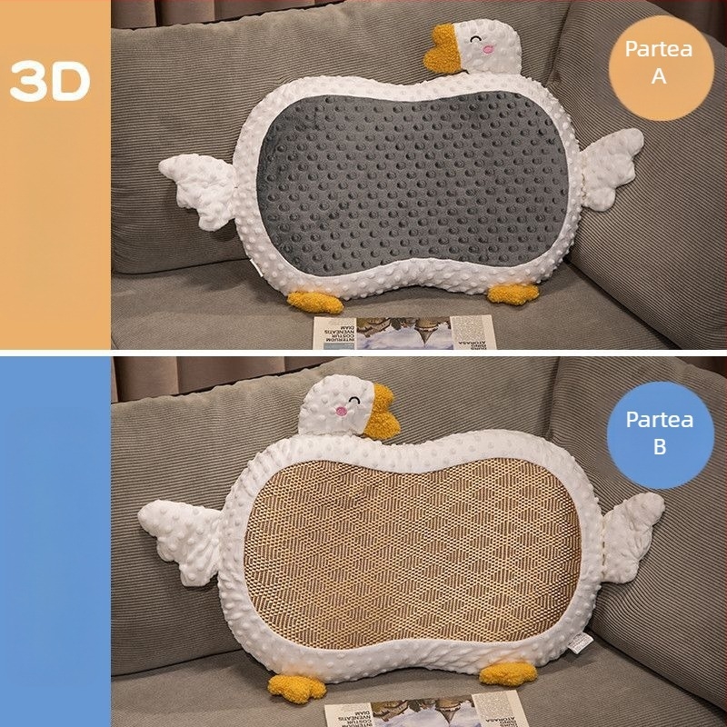 Perne de memory foam, în formă de os, susținere pentru gât, profil redus sub 5 cm, utilizare duală pentru somn sau șezut