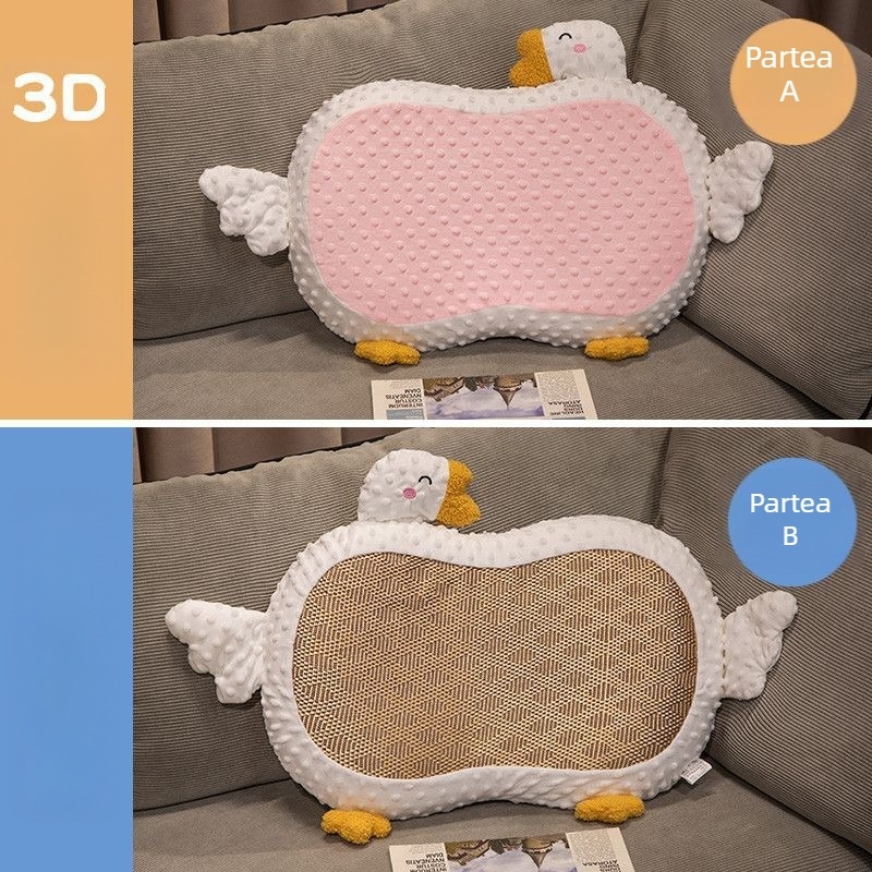 Perne de memory foam, în formă de os, susținere pentru gât, profil redus sub 5 cm, utilizare duală pentru somn sau șezut